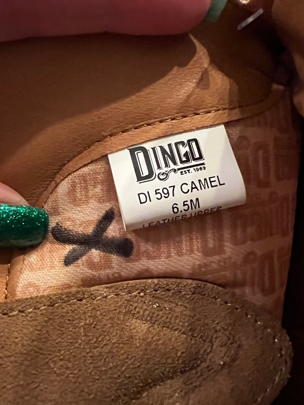 👣DINGO 1969 Thunder Road Camel Tan Suede Cowboy Cowgirl Western Tall Boots 6.5 - Picture 12 of 13